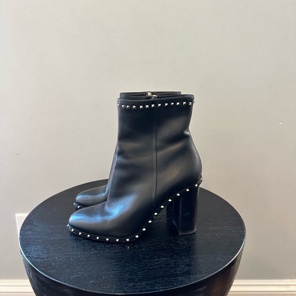 Valentino Black Studded Ankle Boots